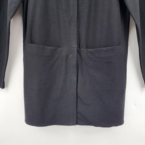 Eileen Fisher Black Mandarin Collar Snap Button Front Light Jacket Small - Picture 5 of 13